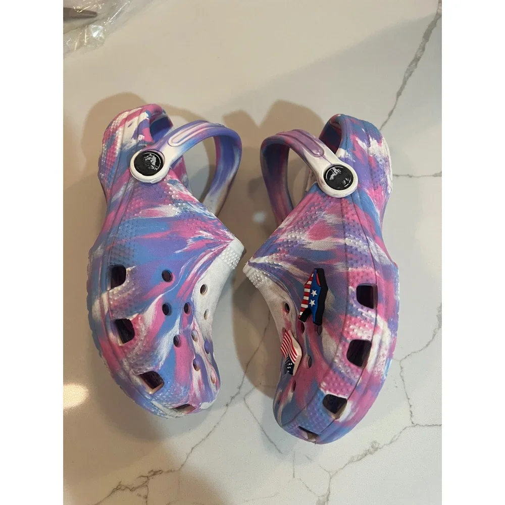 Crocs Kids Classic Marbled Clogs Blue Pink Purple Swirl Slip On Shoes Size C12